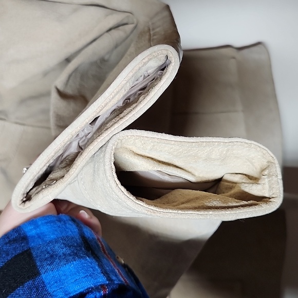 Rag 100% Leather Jacket Neutral Cream Front Button Entry Pockets Medium - Picture 4 of 11